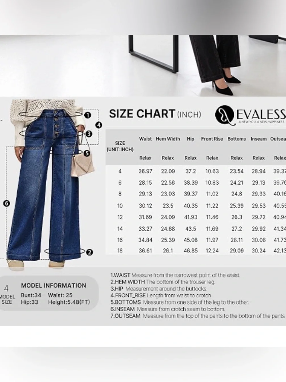High-Rise Wide-Leg Button-Fly Jeans in Blue - Picture 6 of 6